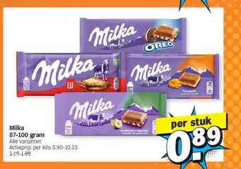 Albert Heijn Milka 87-100 gram aanbieding