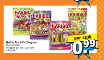 Albert Heijn Haribo f!zz 180-200 gram aanbieding