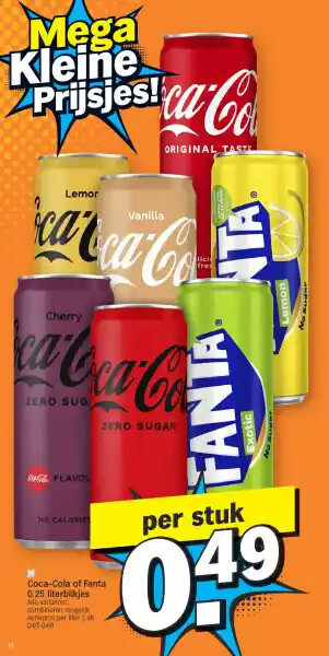 Albert Heijn Coca-cola of fanta 0.25 literblikjes aanbieding
