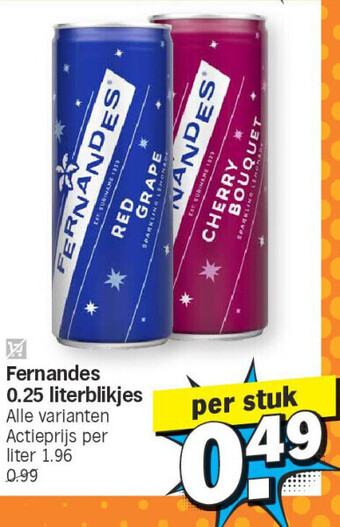 Albert Heijn Fernandes 0.25 literblikjes aanbieding