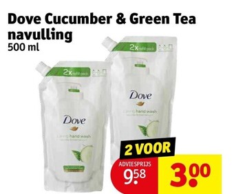 Kruidvat Dove cucumber & green tea navulling 500 ml aanbieding