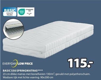 Jysk Basic s50 springmatras aanbieding