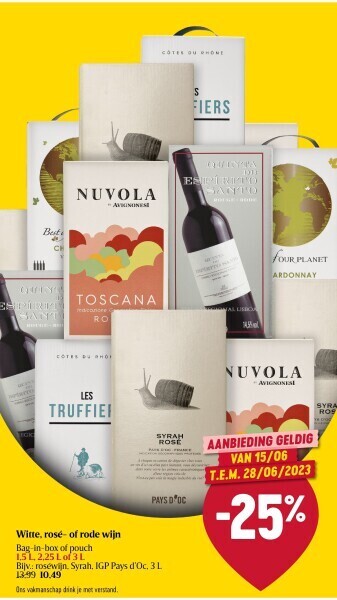 Delhaize Witte, rosé- of rode wijn aanbieding