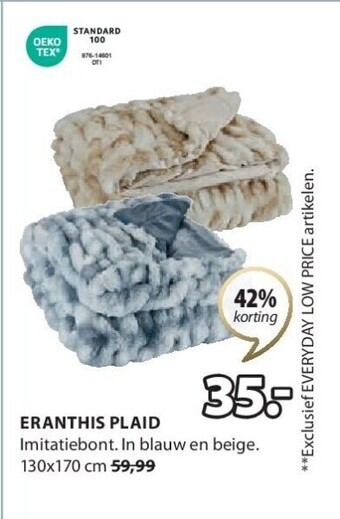 Jysk Eranthis plaid aanbieding