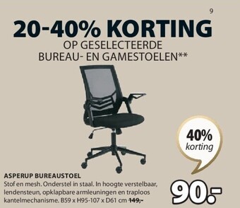 Jysk - asperup bureaustoel aanbieding