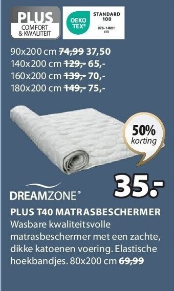 Jysk Plus t40 matrasbeschermer aanbieding