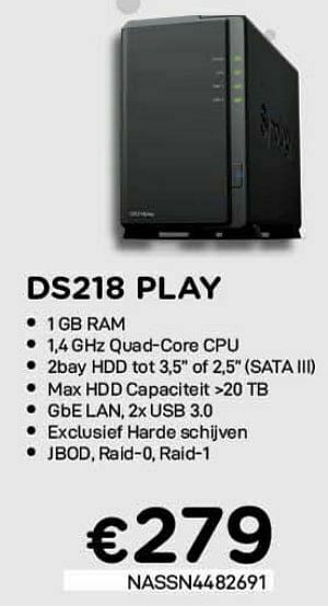 CompuDeals Syno logy ds218 play aanbieding