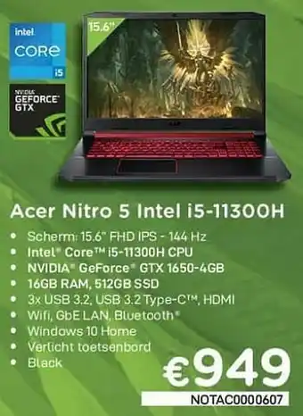 CompuDeals Acer nitro 5 intel i5-11300h aanbieding