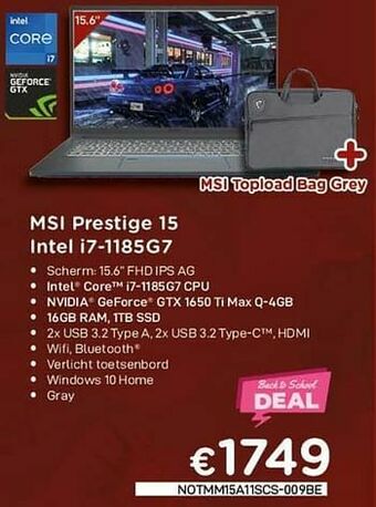 CompuDeals Msi prestige 15 intel i7-1185g7 aanbieding