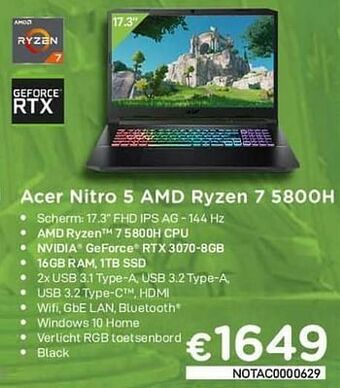 CompuDeals Acer nitro 5 amd ryzen 7 5800h aanbieding