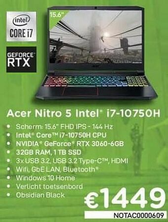 CompuDeals Acer nitro 5 intel i7-10750h aanbieding