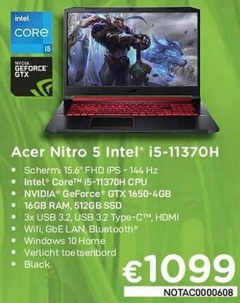 CompuDeals Acer nitro 5 intel i5-11370h aanbieding