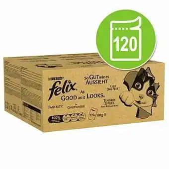 Zooplus 120x100g Elke Dag Feest Rund, Kip, Eend en Lam Felix Kattenvoer aanbieding