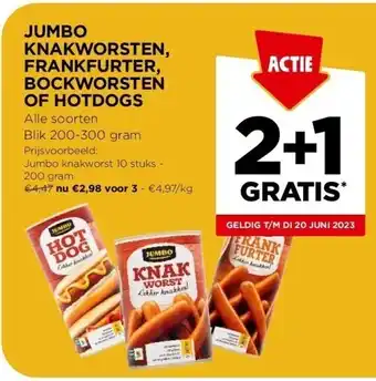 Jumbo knakworsten, frankfurter, bockworsten of hotdogs