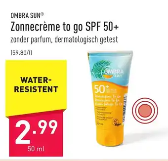 ALDI Zonnecrème to go SPF 50+ 50ml aanbieding