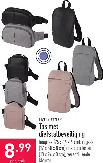 LIVE IN STYLEⓇ Tas met diefstalbeveiliging
