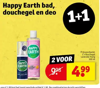 Kruidvat HAPPY EARTH douchegel lavendel 2 x 300ml aanbieding