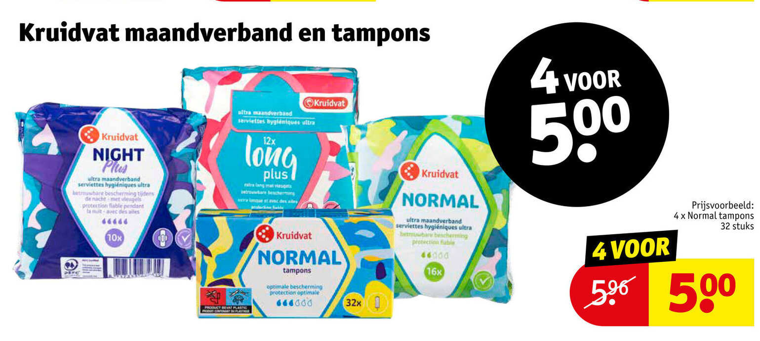 Tampons 4 x 32 stuks promotie bij Kruidvat