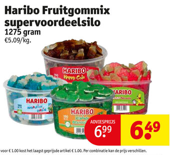 Kruidvat Haribo Fruitgommix supervoordeelsilo 1275 gram aanbieding