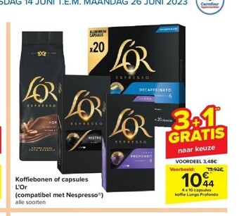Carrefour Koffi ebonen of capsules l’or aanbieding