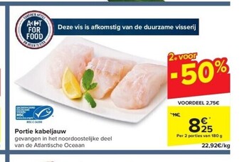 Carrefour Portie kabeljauw aanbieding