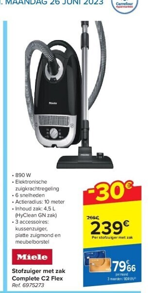 Carrefour Stofzuiger met zak complete c2 flex aanbieding