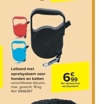 Carrefour Leiband met oprolsysteem voor honden en katten aanbieding