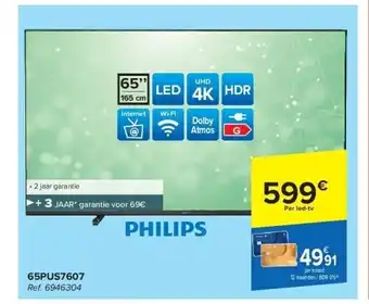 Carrefour Philips led 4k tv 65pus7607 aanbieding
