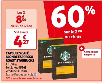 Auchan CAPSULES CAFÉ BLONDE ESPRESSO ROAST STARBUCKS aanbieding
