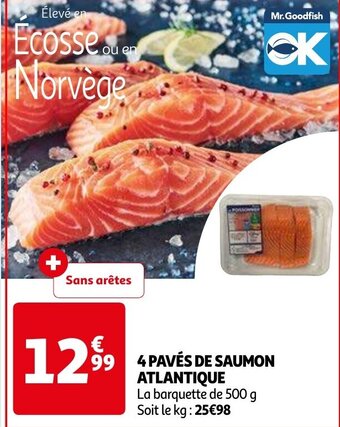 Auchan 4 PAVÉS DE SAUMON ATLANTIQUE aanbieding