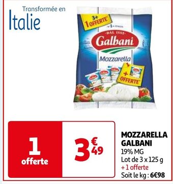 Auchan MOZZARELLA GALBANI 3 x 125 g aanbieding