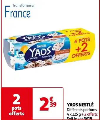 Auchan YAOS NESTLÉ Différents parfums 4 x 125 g aanbieding