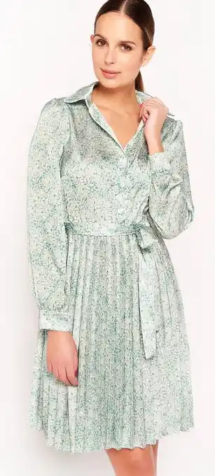 Bol.com Lolaliza hemdjurk met plissé - light green - maat 36 aanbieding
