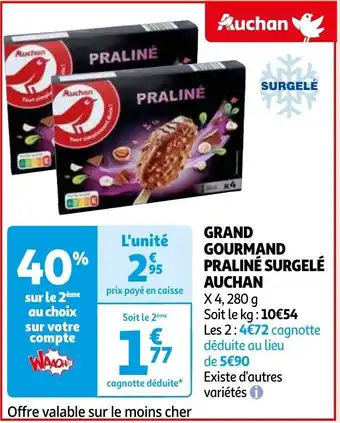 GRAND GOURMAND PRALINÉ SURGELÉ AUCHAN 280 g
