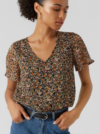 Bol.com Vero moda vmsmilla ss v-neck top wvn ga dames top - maat xs aanbieding