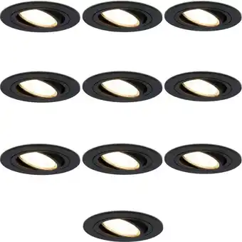 Bol.com 10x hoftronic - led inbouwspots - zwart - 2700k warm wit - 350 lumen - 5 watt - dimbaar en kantelbaar - gu10 - ip20 - ronde p aanbieding