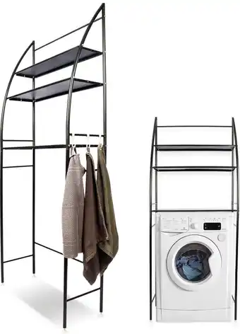 Lbb - wasmachine en droger ombouw - 3 planken - opbergrek voor boven wasmachine - zwart - kast - meubel - wasdroger - ook ges