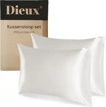 Dieux® - luxe satijnen kussensloop - wit - kussenslopen 60 x 70 cm - set van 2 - kussensloop satijn - anti allergeen - huidve