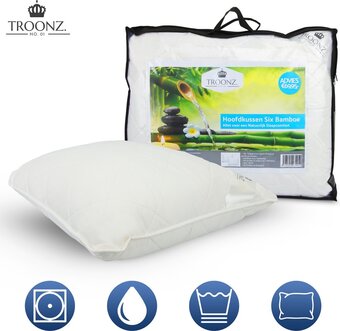 Troonz® six bamboe hoofdkussen - verkoelend hoofdkussen nekklachten – ergonomisch kussen 60 x 70 cm - gratis draagtas