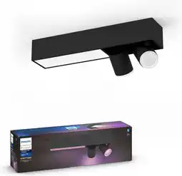 Bol.com Philips hue centris plafond opbouwspot - white and color ambiance - gu10 - zwart - 2 x 10,5w - bluetooth aanbieding