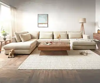 Hoekbank comfy u - xxl wooneiland comfy rechts - beige taupe structuurstof - luxe hoeksalon met uitermate comfort - hoekzetel