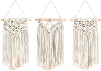 Set van 3 luxe macrame wandkleed - bohemian wandtapijt - handgemaakt woonkamer muurdecoratie - boho muurkleed - 100% katoen t