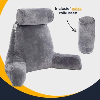 Ayoo® leeskussen - bookseat - leeskussen voor in bed - leeskussen voor boeken - meditatiekussen - rugsteun - twee kussenrolle
