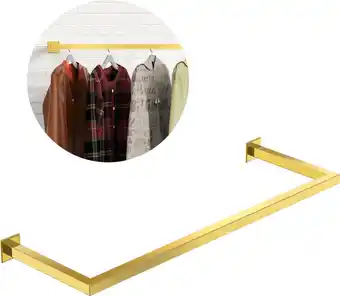 Bol.com Sunnyhome kledingstang voor aan de muur – kledingroede – kledingrek – goud – metaal – 90x30 cm aanbieding