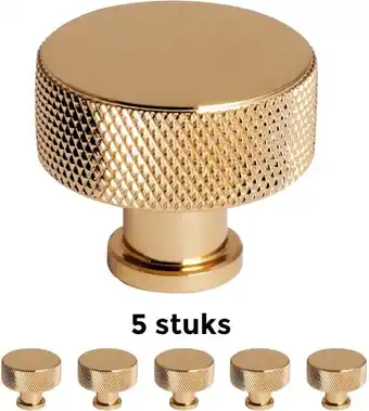 Bol.com Luxe meubelknop goud / kastknop goud / 5 stuks / deurknoppen goud voor kasten/ deurknopjes goud / kastknoppen goud / handgree aanbieding