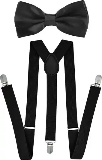 Fako fashion® - bretels met vlinderstrik - vlinderdas - strik - effen - 100cm - zwart