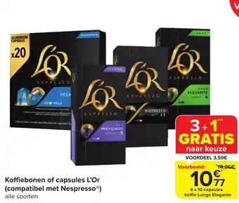 Carrefour Market Koffiebonen of capsules L'Or (compatibel met Nespresso®) alle soorten aanbieding