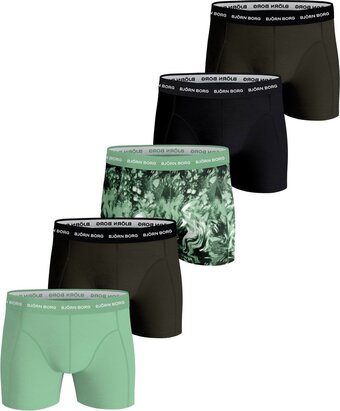 Bol.com Björn borg boxershort cotton stretch- onderbroeken - boxer - 5 stuks - heren - maat l - groen/zwart aanbieding