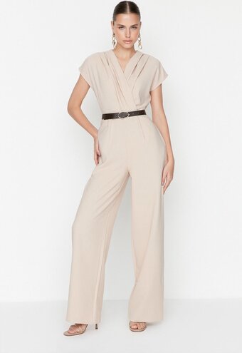 Bol.com Trendyol vrouwen standaard mouw cache-coeur jumpsuit aanbieding