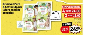 Kruidvat Pure & Soft midpack luiers en luier-broekjes aanbieding